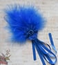 Royal Cobalt Sapphire Blue Feather & Ribbons Regency Style Headpiece Fascinator