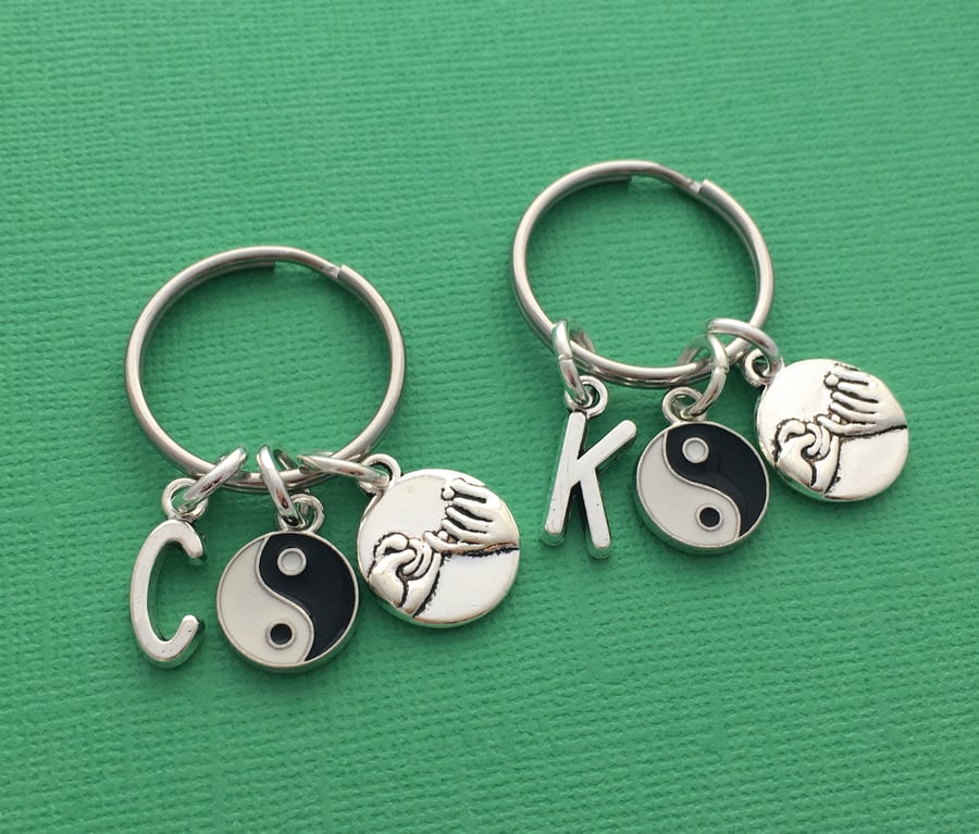 Yin Yang Pinky Promise Personalised Keyring Set
