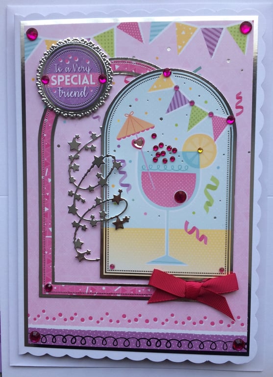 Birthday Cocktail Card To A Very Special Friend Birthday Cocktail and Bunting
