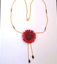 Burgundy Large Flower Convertible Pendant Brooch Garnet Necklace - Image 1