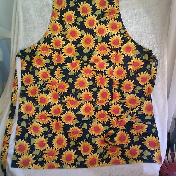 Large Sunflowers on a Black Background Adult Apron