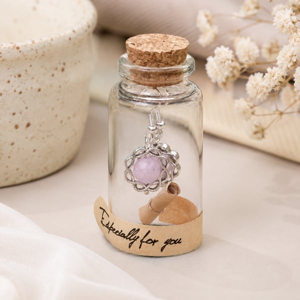 Kunzite Message in a Bottle Earrings 