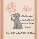 Puppy-Themed Button Birth Keepsake 