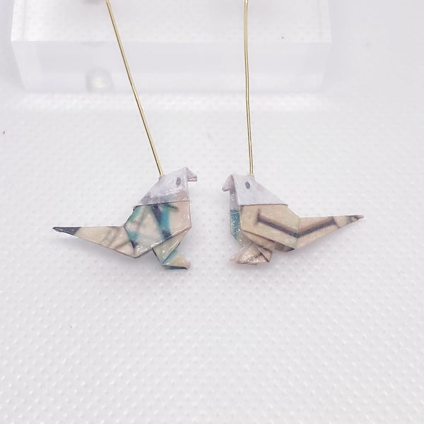 Origami Bird Earrings, Paper Bird Earrings, Tiny Earrings, Bird Earrings
