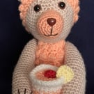 Pineapple cocktail bear pale peach with moveable arms and a cocktail drink