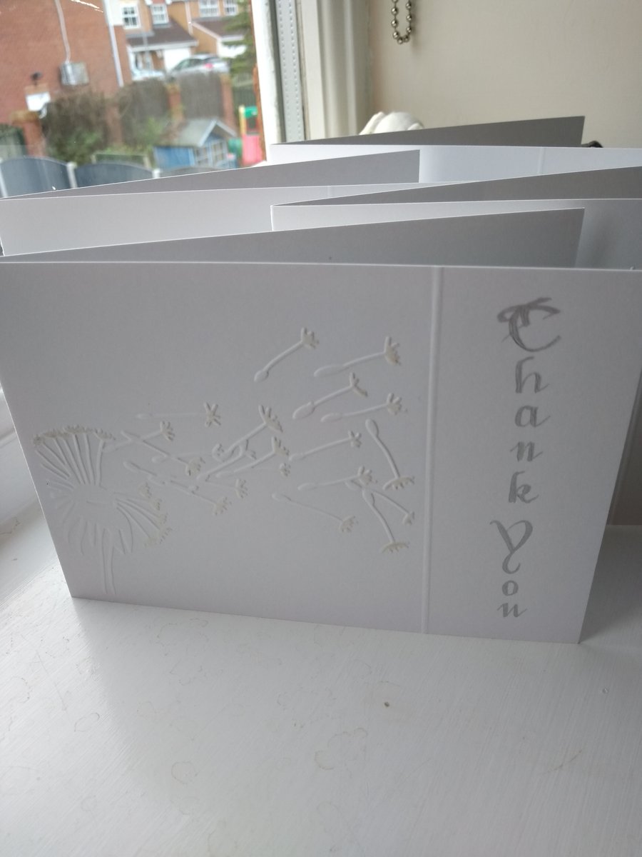 Pack of 4 dandelion wish  thank you cards