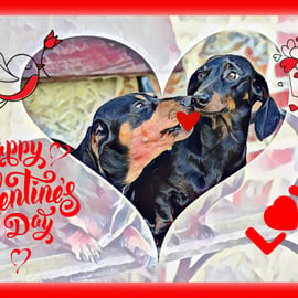 Sausage Dogs Happy Valentine's Day Card 