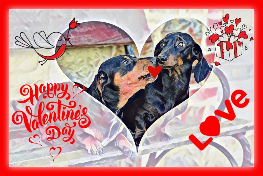 Sausage Dogs Happy Valentine's Day Card 