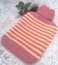 Small Hot Water Bottle and Striped Cover with Large Buttons, Child's Gift Ideas - Image 4