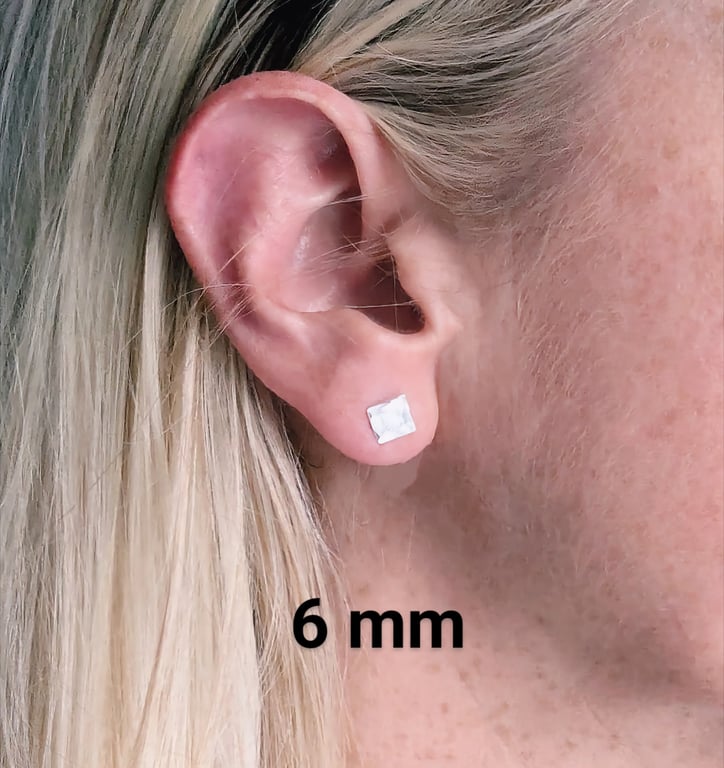 Sterling silver HANDMADE square stud earrings, earrings RECYCLED silver earrings