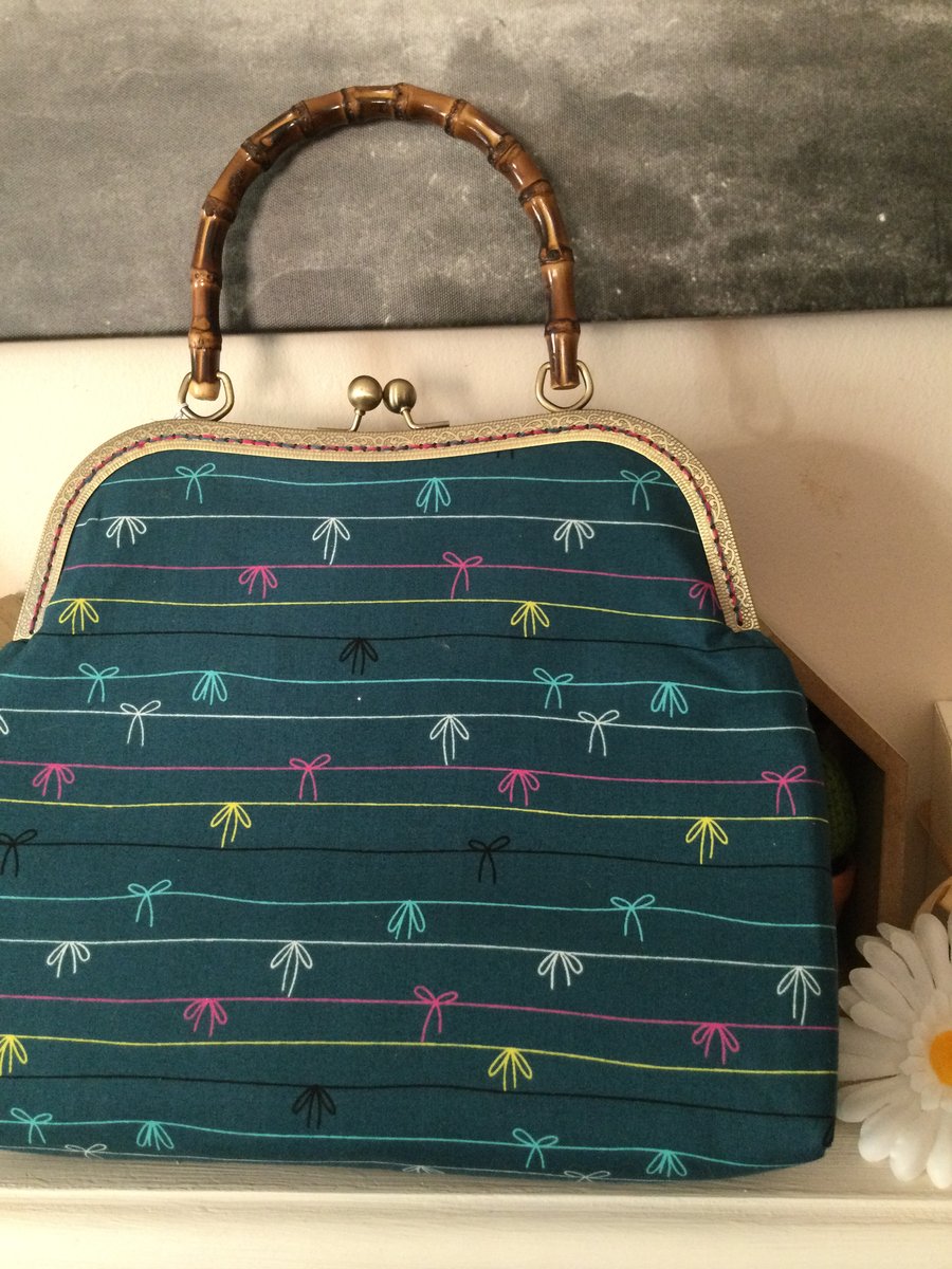 Large Teal Clasp bag.  