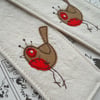 embroidered christmas zombie robin bookmark
