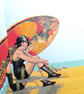 Letter Writing Paper vintage fashionable girl on the beach - Image 2