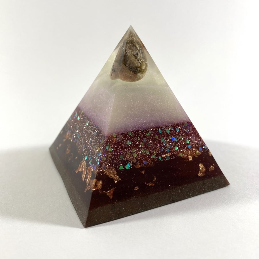Resin & Rhodochrosite Crystal Pyramid