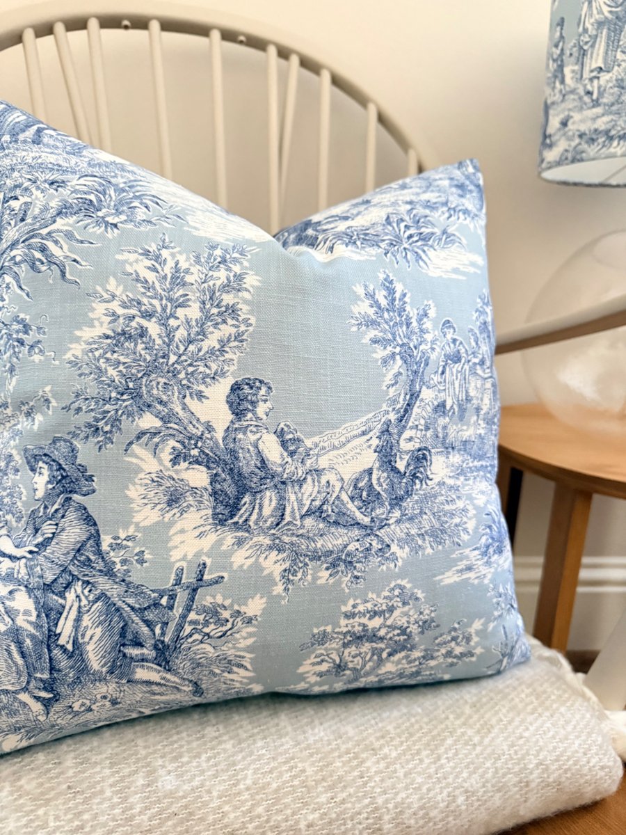 Esme Toile Wedgewood Blue Cushion – Square Cushion Cover