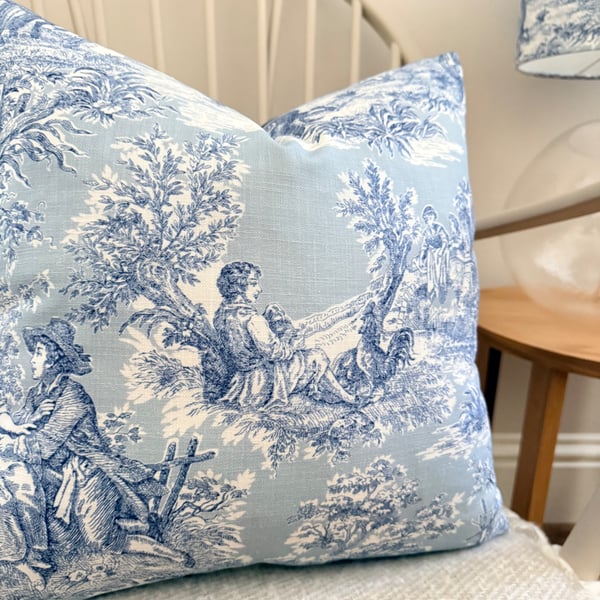 Esme Toile Wedgewood Blue Cushion – Square Cushion Cover