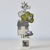 'Bless This House' on a Painted Wooden Block Stand