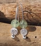 Earrings, Prehnite and hammered silver disc drop earrings, recycled silver, ARC - Image 3