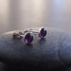 Sterling Silver and Amethyst Stud Earrings