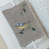 Elastic Bookmark with Embroidered Blue Tit