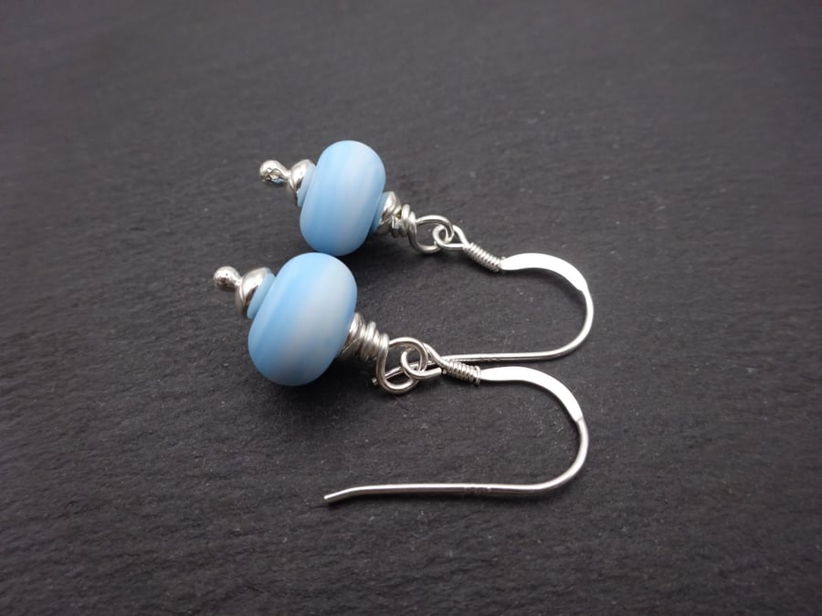 lampwork glass earrings, pastel blue jewellery