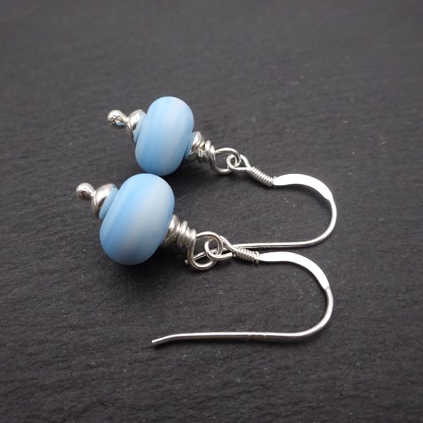 lampwork glass earrings, pastel blue jewellery