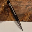 Handmade Ballpoint Pen in Ancient Bog Oak Wood 3500 year old - Celtic Design 