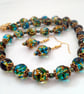Green Marble Effect Neckace and Earring Set - Image 1