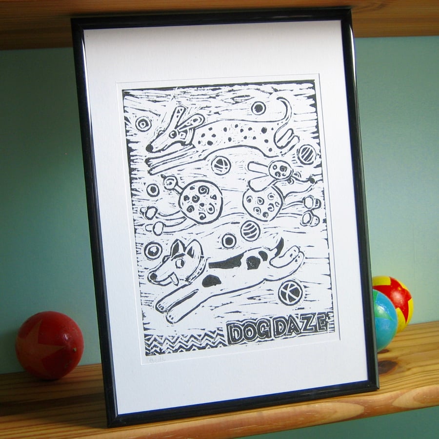 Dog Daze, Comical Dog Print, Humorous Dog Picture, Gift for a Dog Lover