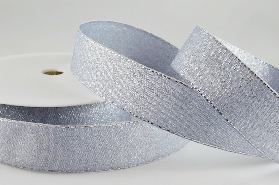 Silver Lurex glitter ribbon, Christmas decorations x 3 metres