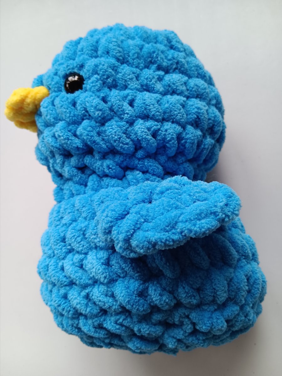 Crochet Plushie Duckling (Dark Blue-Yellow) - super soft, great gift!