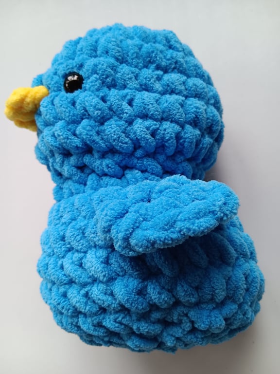 Crochet Plushie Duckling (Dark Blue-Yellow) - super soft, great gift!