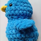 Crochet Plushie Duckling (Dark Blue-Yellow) - super soft, great gift!