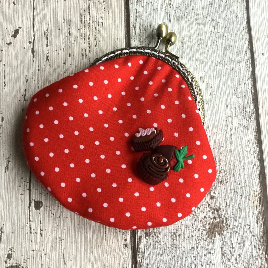 Chocolate Themed Fabric Clasp Coin Purse