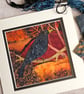 Blackbird textile picture, gift for bird lover, fabric bird picture - Image 2
