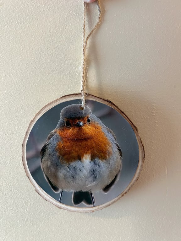 Robin Hanging Wood Decoration