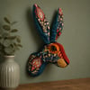 Faux hare head wall mount in William Morris fabric