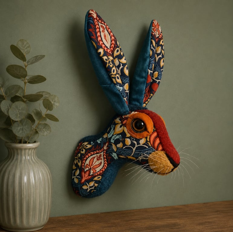 Bramwell Briar a hare in William Morris fabric