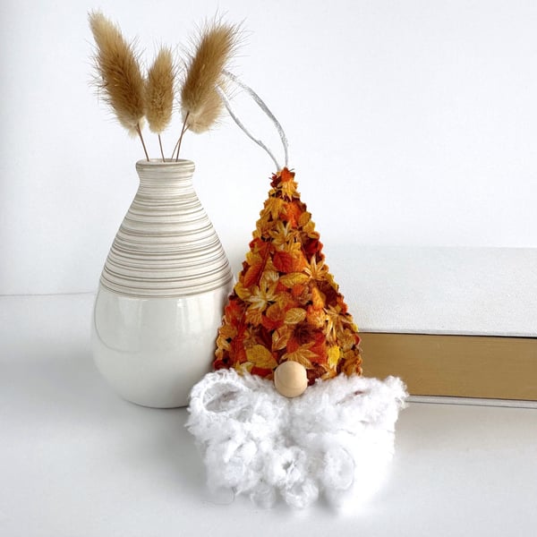 Autumn Leaves Gnome Hanging Decoration