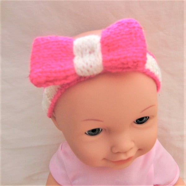 Baby's Knitted Ribbed Headband with Flower or Bow Decoration, Photo Shoot Prop