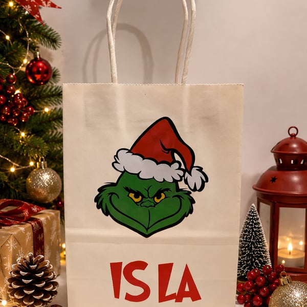 Personalised Christmas Grinch Gift Bag