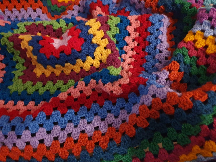 Crochet Blanket, Granny Square Afghan, Colour Fun Blanket 