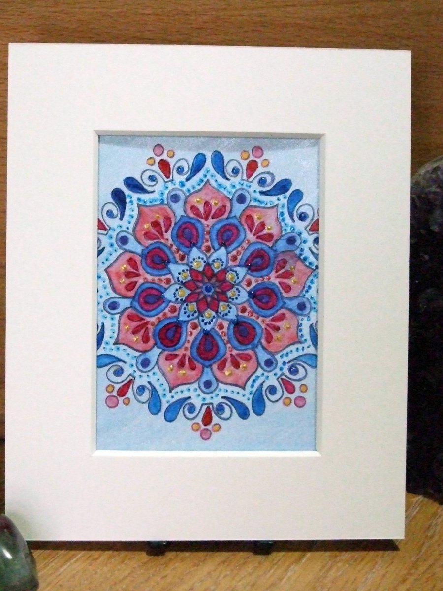 Mandala ACEO Giclee Art Print, Mini Mandala Art Card, Artist Trading Card