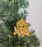 Embroidered hanging Octopus, Christmas decorations, wrapped in lights, machine e - Image 4