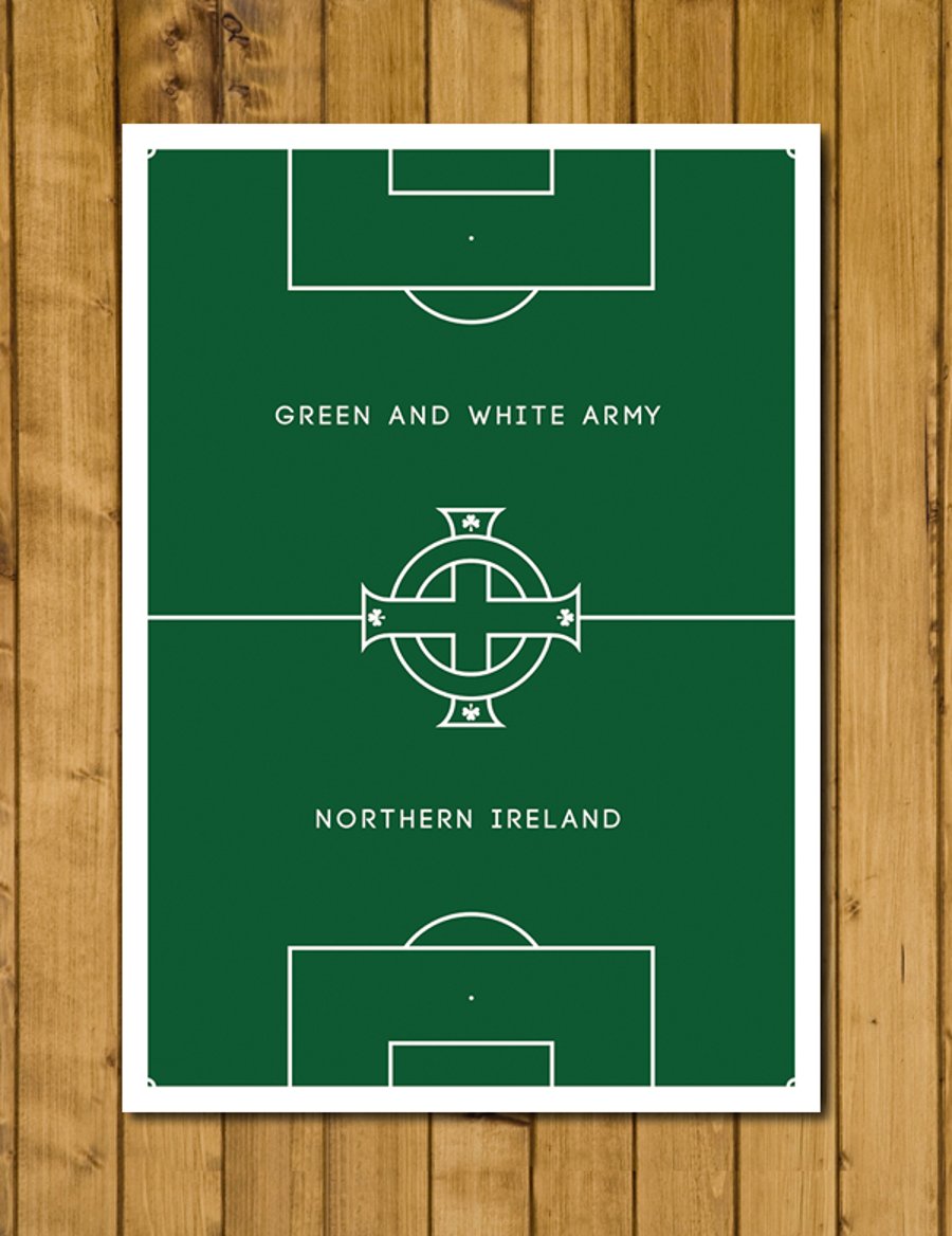 Northern Ireland - Pitch Perfect Art - Green and White Army - Various Sizes
