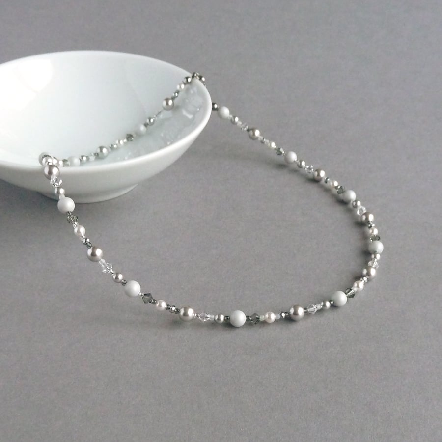 Silver Grey Pearl Necklace - Mother of the Bride or Groom Necklace - Jewellery
