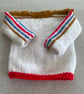 White jumper with coloured stripes  - Image 1