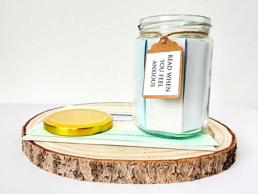 Read When You Feel Anxious Jar, 50 Quotes And Affirmations, Mental Health Relief
