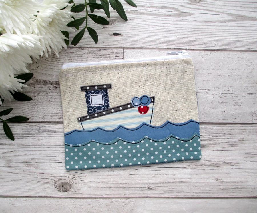 Nautical Coin Purse, fabric pouch