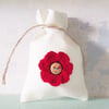 Crocheted Poppy Gift Bag. Flower Bag. Jewellery Bag. Keepsake Bag. Gift Bag.